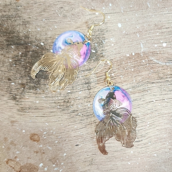 Taylor Swift Lavendar Haze Handmade Koi Earrings - Picture 2 of 5